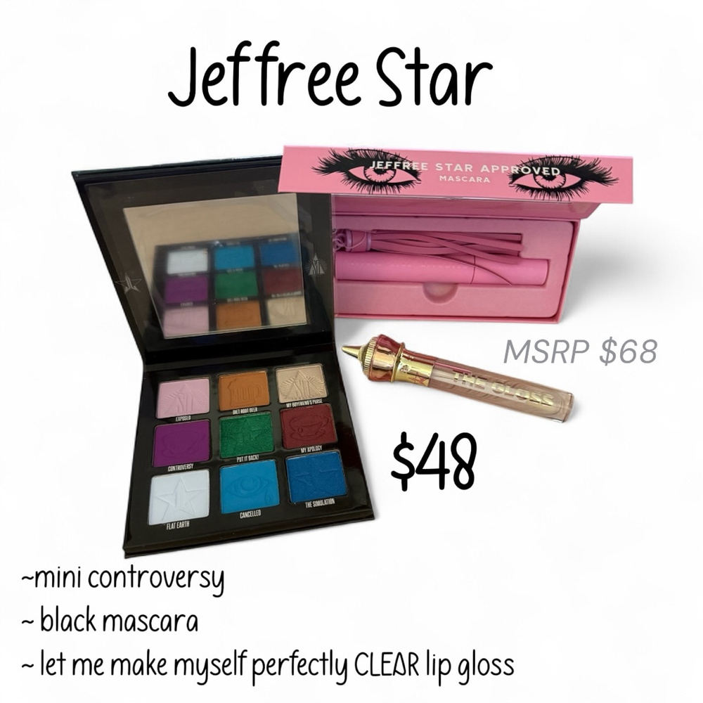 Jeffree Star Bundle Mini‎ Controversy, Black Mascara, & Clear Gloss